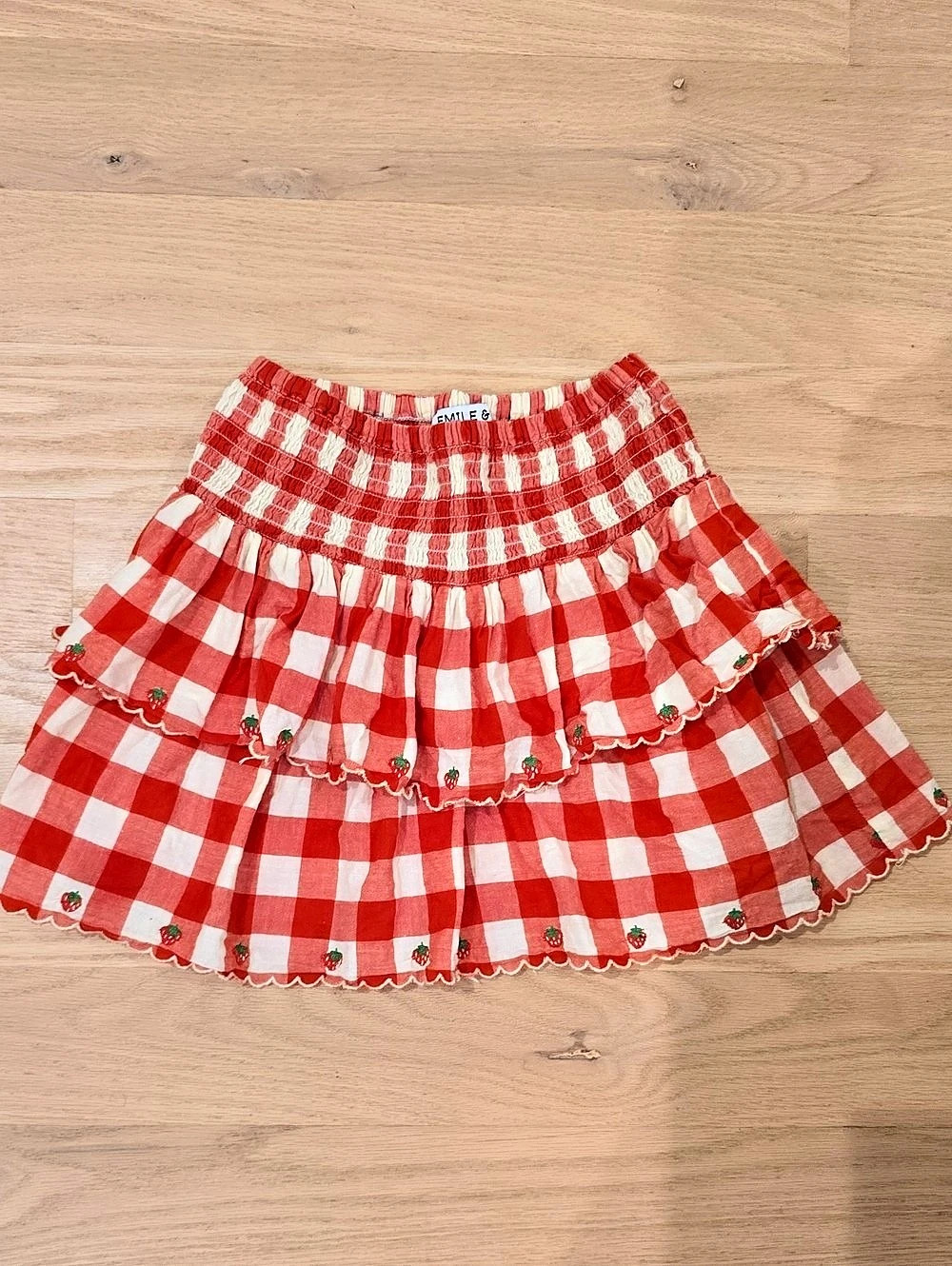 Emile et Ida Kids Red & White Gingham Skirt